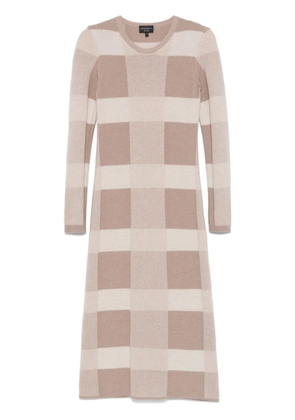 Emporio Armani checked midi dress - Neutrals