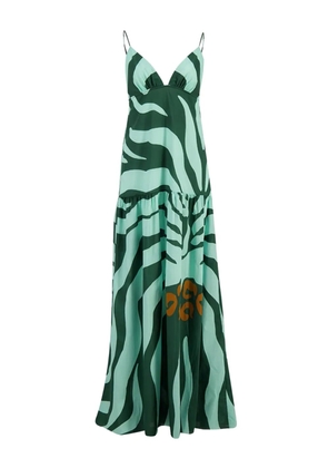 Johanna Ortiz zebra-print tiered maxi dress - Green