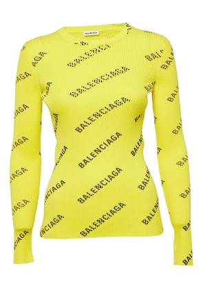 Balenciaga Pre-Owned ribbed logo top - Yellow