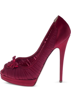 Casadei 140mm bow-detail pleated pumps - Red