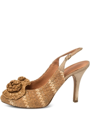 Dolce & Gabbana Pre-Owned 100mm floral-appliqué pumps - Neutrals