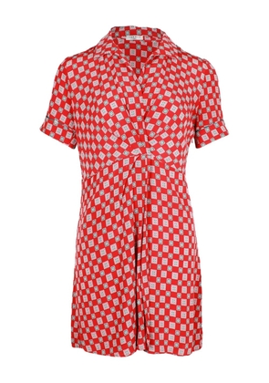 SANDRO square-print front-knot mini dress - Red