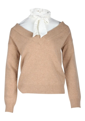 Maje tie-neck wool sweater - Brown
