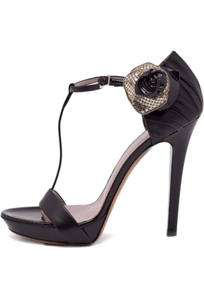 Versace Pre-Owned 125mm leather floral sandals - Black