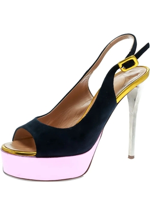 Giuseppe Zanotti 120mm suede platform slingback sandals - Blue