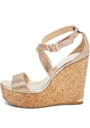 Jimmy Choo Pre-Owned 120mm Portia wedge sandals - Brown