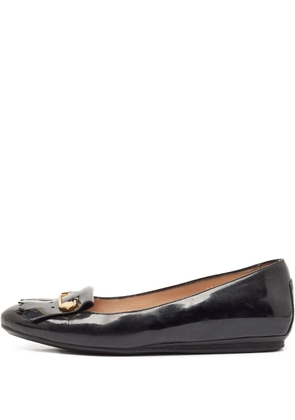 Tod's Vintage patent leather fringe-detail flats - Black