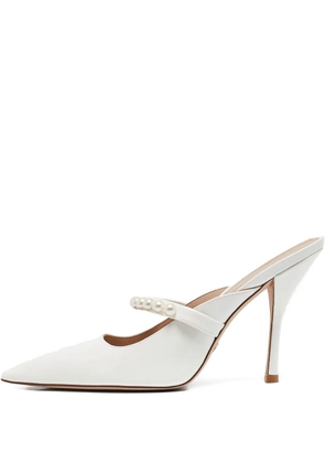 Stuart Weitzman pre-owned 110mm pearl-strap pointed-toe mules - White