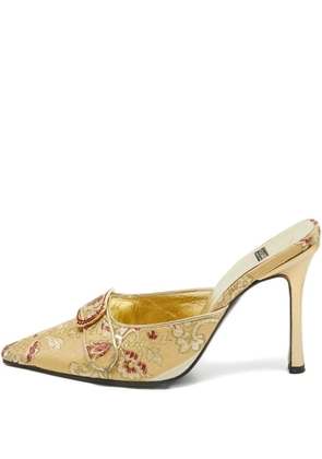 Casadei Vintage Pre-owned 105mm floral-jacquard mules - Yellow