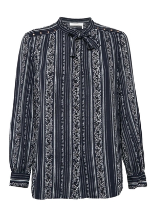 See By Chloé Vintage floral striped tie-neck shirt - Blue