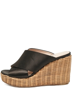 Miu Miu Pre-Owned 100mm satin wedge sandals - Black