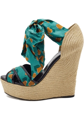 Gucci Pre-Owned 145mm wedge espadrilles - Green