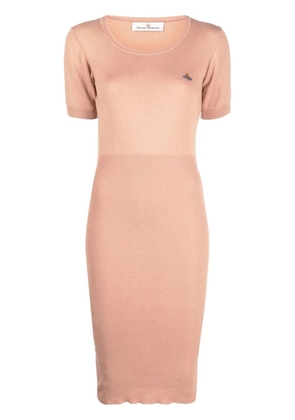 Vivienne Westwood Orb-logo knitted midi dress - Neutrals