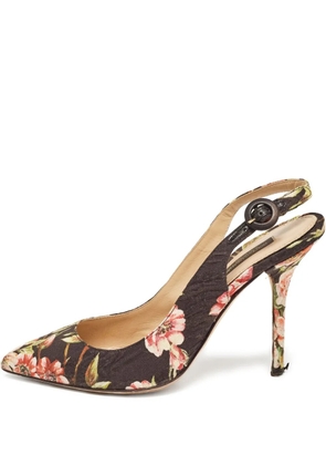 Dolce & Gabbana Pre-Owned 110mm floral-print slingback pumps - Brown