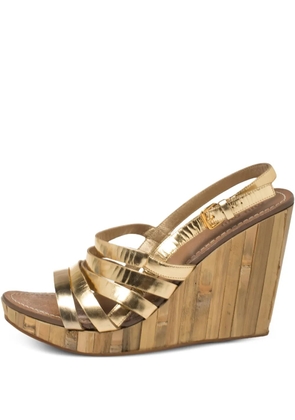 Miu Miu Pre-Owned 115mm bamboo-wedge sandals - Gold