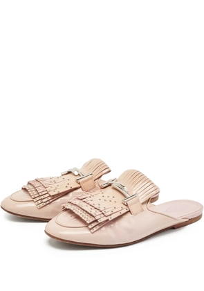Tod's Vintage pre-owned fringed studded mules - Neutrals