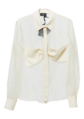 Elisabetta Franchi pre-owned bow-detail sheer shirt - Neutrals