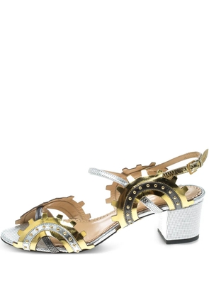 Charlotte Olympia pre-owned 50mm gear-embellished block-heel sandals - Gold