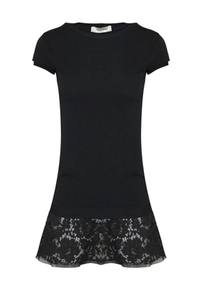 Mario Valentino Vintage lace-hem T-shirt mini dress - Black