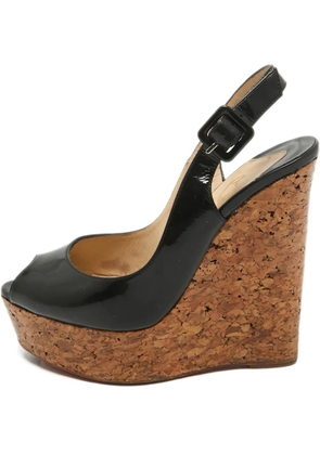 Christian Louboutin Pre-Owned patent leather cork wedge sandals - Black