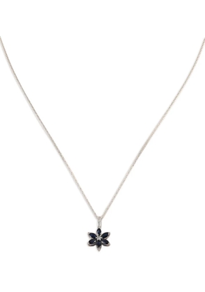 LB Exclusive 14K white gold Flower diamond and sapphire necklace