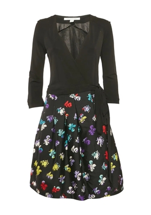 Diane Von Furstenberg Vintage floral-print long-sleeved dress - Black