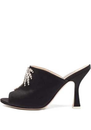 The Attico 100mm crystal-embellished satin mules - Black