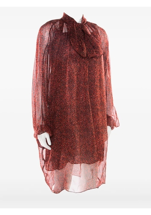 Saint Laurent Pre-Owned tied-neck silk dress - Red
