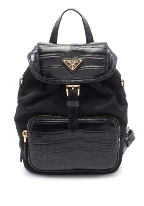 Prada Pre-Owned 20s crocodile effect-embossed backpack - Black