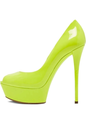 Casadei Vintage pre-owned 140mm Daisy platform peep-toe pumps - Green