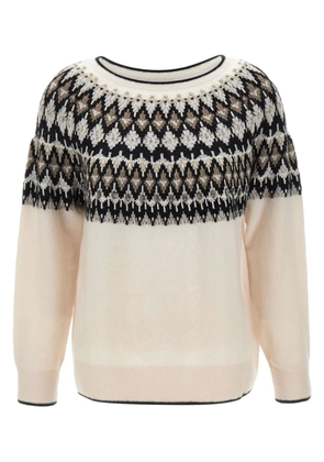 ELENA MIRO` geometric stone-embellished sweater - Neutrals