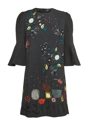 Elisabetta Franchi floral-embroidered dress - Black