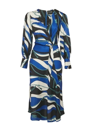 Elisabetta Franchi pre-owned wave-print wrap midi dress - Blue