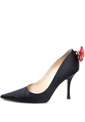 Jimmy Choo Pre-Owned 100mm satin pointed-toe pumps - Black