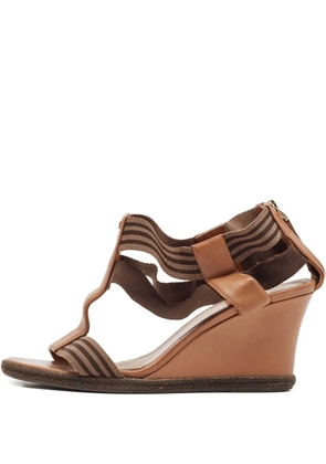 Fendi Pre-Owned striped wedge sandals - Brown