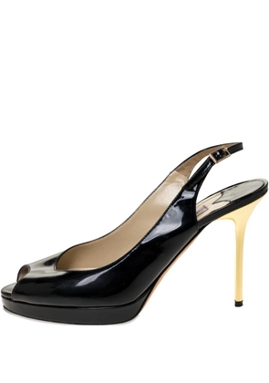 Jimmy Choo Pre-Owned 100mm patent-leather slingback pumps - Black