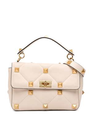 Valentino Garavani Pre-Owned 2018-2025 Large Grained Calfskin Roman Stud satchel - White