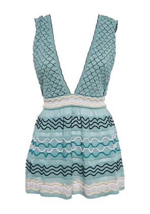 Missoni Pre-Owned embroidered smocked mini dress - Blue