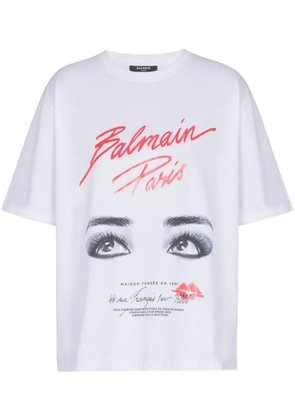 Balmain Eyes-print T-shirt - White