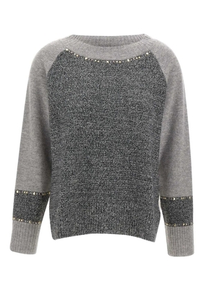 ELENA MIRO` stud-embellished ribbed sweater - Grey