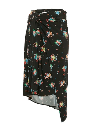 Paco Rabanne Pre-Owned floral-print asymmetric skirt - Black