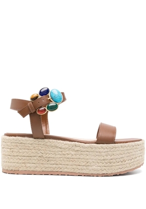 Gianvito Rossi 65mm stone-embellished espadrilles - Brown