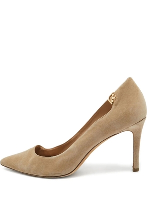 Tory Burch pre-owned 90mm Elizabeth pointed-toe suede pumps - Neutrals