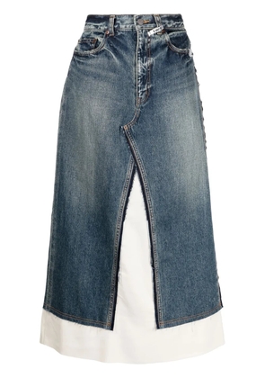 Maison MIHARA YASUHIRO layered denim flared skirt - Blue