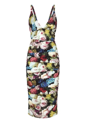 Dolce & Gabbana floral-print silk-blend dress - Black