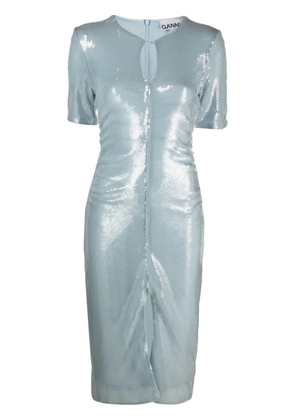GANNI sequinned midi dress - Blue