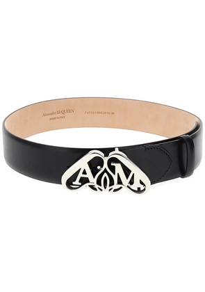 Alexander McQueen Seal-buckle leather belt - Black