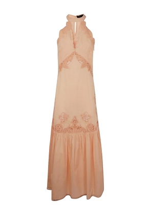 TWINSET broderie-anglaise halterneck maxi dress - Neutrals