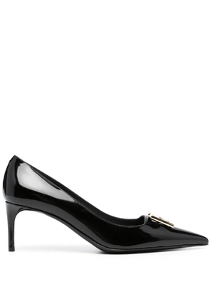 Dolce & Gabbana logo-plaque 75mm leather pumps - Black