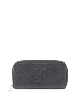 CHANEL Pre-Owned 2004-2005 coco-mark zip-around wallet - Black